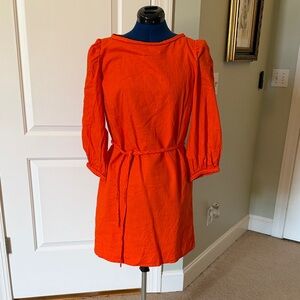 Ann Taylor Vibrant Orange Long Sleeve Dress